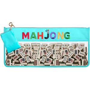 Clear Waterproof Mahjong Tile Bag with Bonus Accessory Pouch Mahjong Carrying Case Mah Jong Storage Bag for American MahJong Set MahJong Gifts for Women Mah Jong Lover Gift 20.9 x 9.45 in Case Only