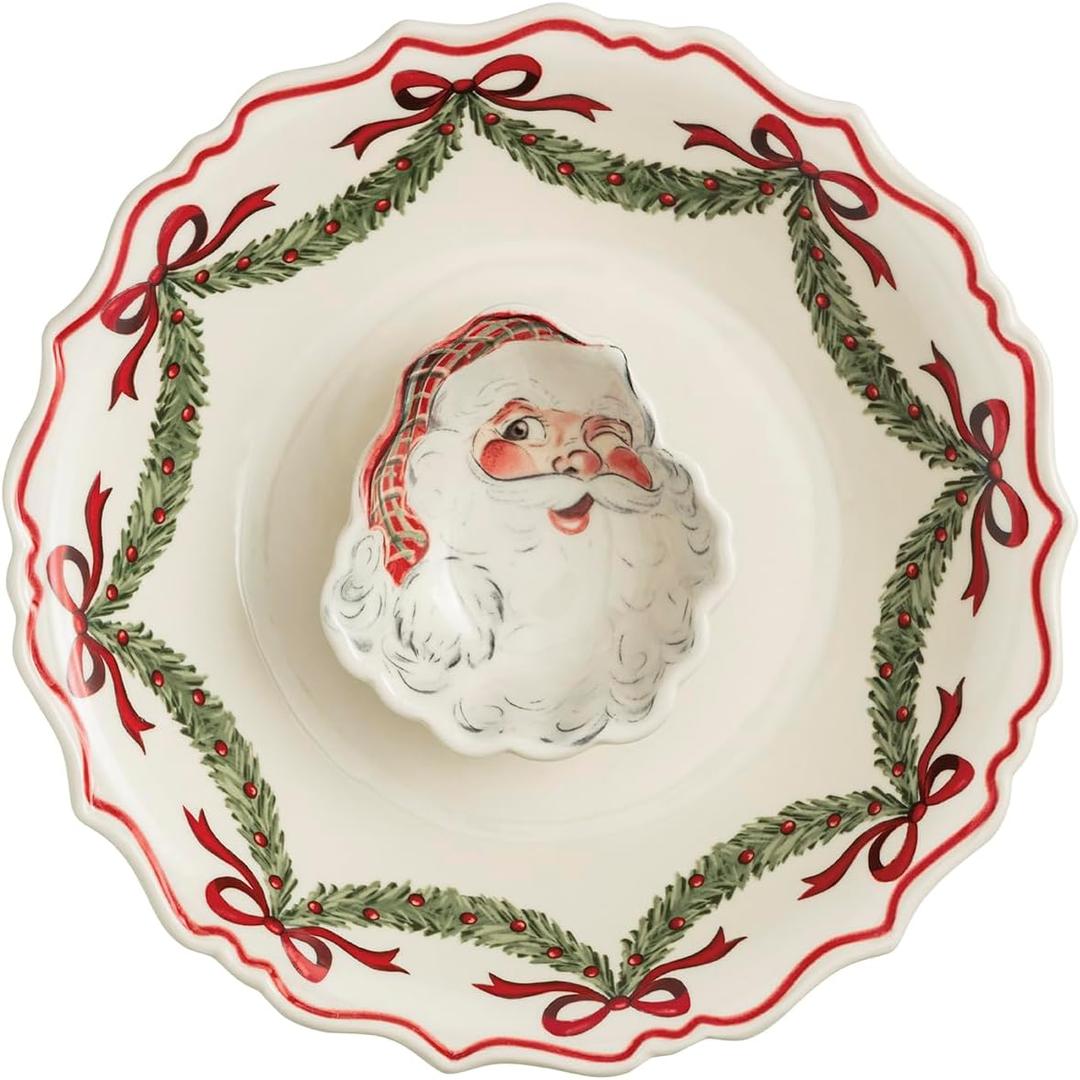 Mud Pie Christmas Santa Chip & Dip Set