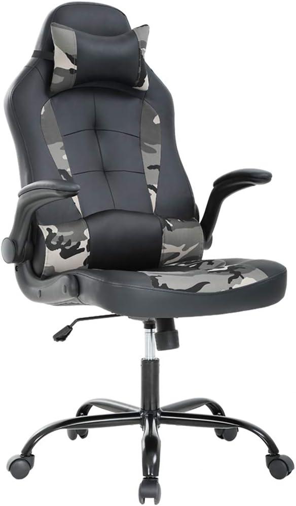 PC Gaming Chair Ergonomic Office Chair Desk Chair PU Leather Racing Chair Executive Swivel Rolling Computer Chair with Lumbar Support Flip Up Arms Headrest for Adults,Camo