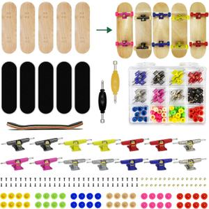 Premium Wooden Fingerboard Deck - Includes Prolific Foam Tape & Multicolour Wheels, The Classic - 30mm x 100mm - Pre-Drilled Holes Size (164PCS Finger Skateboard DIY Set)