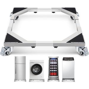WBD WEIBIDA Upgraded Stainless Steel Washing Machine Dolly Cart, 700lbs Furniture Carts with lockble Wheels, Adjustable Mobile Roller Fridge Stand Base for Washing Machine, Dryer, Refrigerator