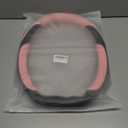 INEBIZ Universal Car Steering Wheel Cover Microfiber Leather Viscose Multi-Element Stitching (Black&Pink, D)