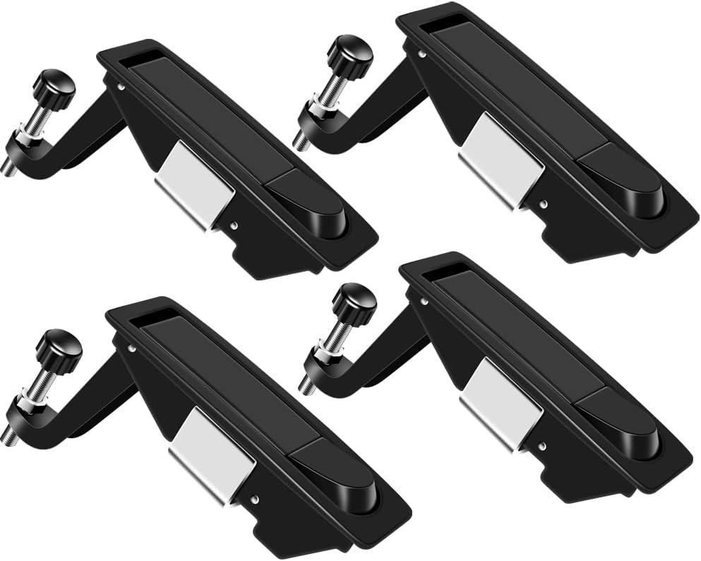WJSKDQ 4PCS Compression Latch Lock Trigger Latch Zinc Alloy Adjustable Lever Hand Operated Flush Lever Compression Latches Black