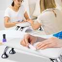 Loopeer 2 Set Nail Hand Rest with Foldable Table Mat Nail Arm Rest Manicure Tech Supplies Soft Pillow Footstool for Technician(White)