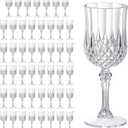 Vintage Plastic Wine Glasses,Crystal Textured Plastic Goblets,Disposable Wine Glasses for Parties,Weddings,Elegant Events(48pcs-Clear)