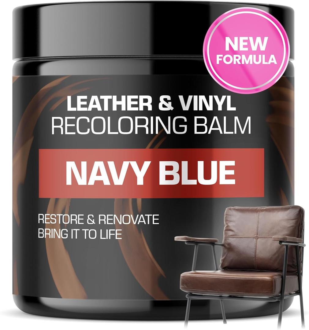 FORTIVO Leather Recoloring Balm, Color Restorer, Scratch Remover, Couch Paint and Repair, Leather Balm for Couches (Navy Blue)