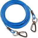 Dog tie Out Cable, 10/20/25/30/50/70/100 feet, Suitable for Dogs up to 350 pounds, Dog Cable with Swivel Buckle, Lightweight, Non-Winding, for Outdoor Camping, Yard Dog Cable (Blue, 20FT)