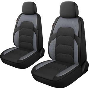 CAROMOP 3D Air Mesh Car Seat Covers 2 Front Seats,Breathable and Durable Seat Covers for Cars,Universal Fit for SUV,Vans,sedans, Trucks, Automotive Interior Covers(Black/Grey)