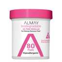 Almay Biodegradable Makeup Remover Pads, Micellar Gentle, Hypoallergenic, Fragrance-Free, Dermatologist & Ophthalmologist Tested, 80 Count 