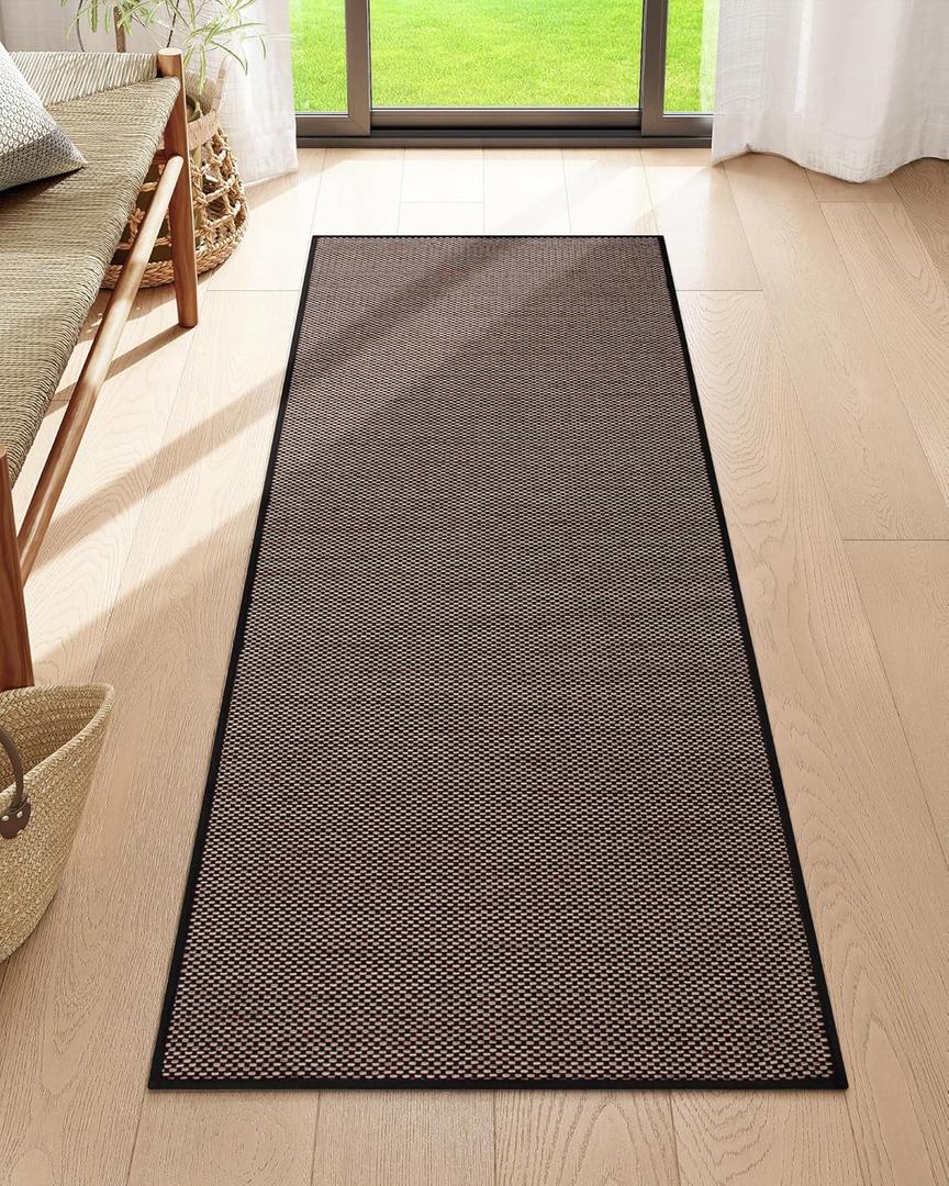 Lahome Noe Farmhouse Black Runner Rug, 2x5 Runners for Hallways Entryway Non Slip Washable Kitchen Rugs, Neutral Non Shedding Floor Carpet for Entry Bathroom