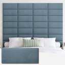 IFNOW Upholstered Wall Mounted Peel and Stick King Size Headboard, Soundproof 3D Wall Panels, Reusable and Removable Tufted Bed Headboard in Dusty Blue (12 Panels, 10" x 24")