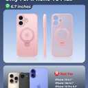 FNTCASE for iPhone 16 Plus Case: [360 Spin Magnetic Stand] [Compatible with Magsafe] [Screen Protector] Translucent Matte Military Grade Shockproof Full Camera Protective Phone Cover - Pink