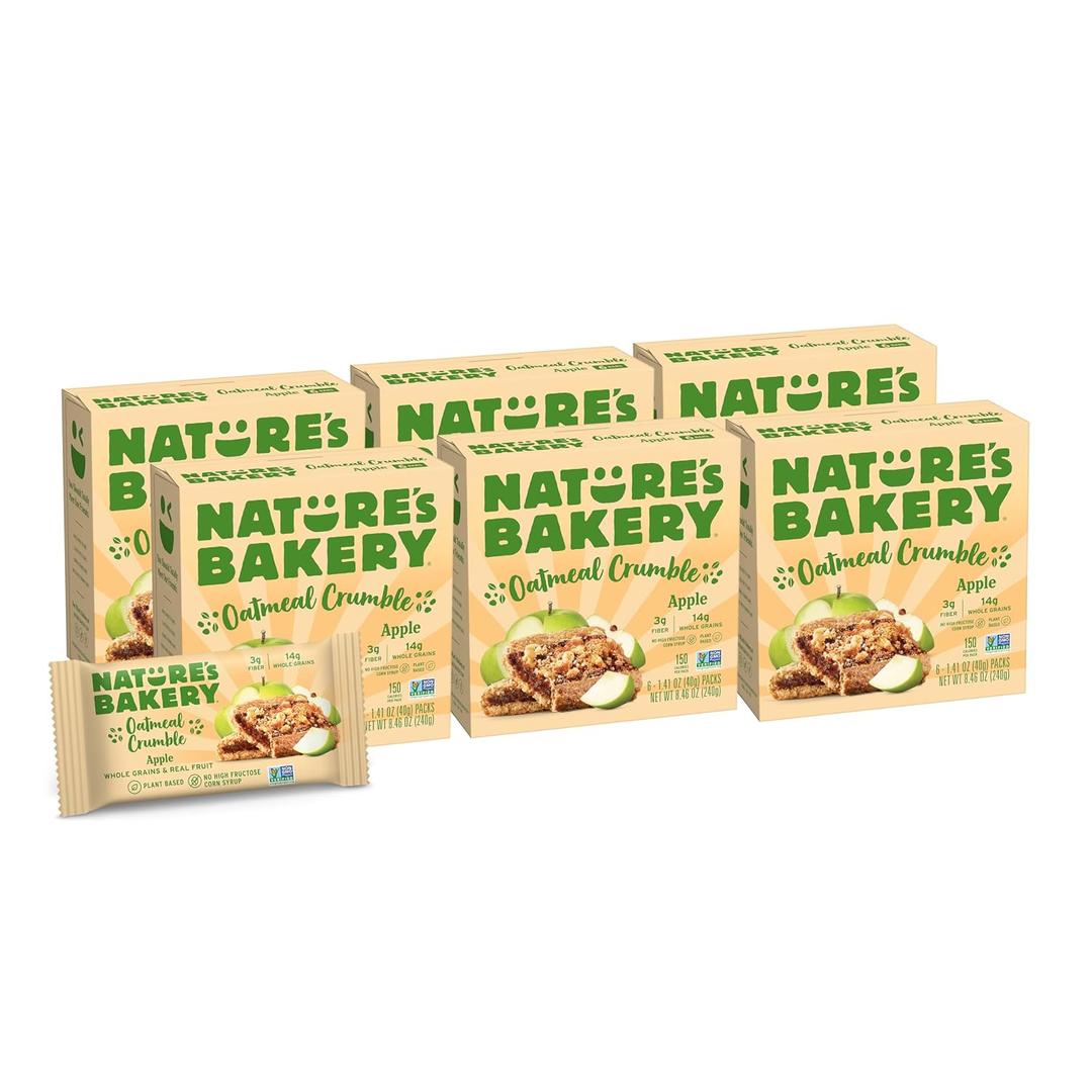Nature's Bakery Oatmeal Crumble Bars, Apple, 6-6 Count Boxes (36 Bars), Vegan Snacks, Non-GMO (EXP 11/02/26)