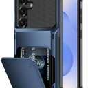 COOYA for Samsung Galaxy S25 Case Wallet 5 Credit Card Holder ID Slot Flip Cover Wallet Case Back Pocket Protective Hard Rubber Bumper Armor Non-Slip for Samsung Galaxy S25 5G 6.2 inches Navy Blue