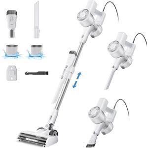 FABULETTA 23Ft Corded Stick Vacuum, 600W Power Stick Vacuum Corded with Telescopic Alloy Tube, 6 in 1 Ultra- Light Corded Vacuum Cleaner Converts to a Hand Vacuum, Great for Hair & Hard Floor,Grey