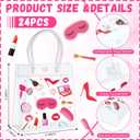 Kolldenn 24 Pcs Spa Makeup Birthday Party Goody Treat Favor Clear Gift Bags 5.9 x 2.8 x 6.3 Inches Cosmetics Party PVC Gift Bags Spa Theme Decorations Makeup Birthday Supplies