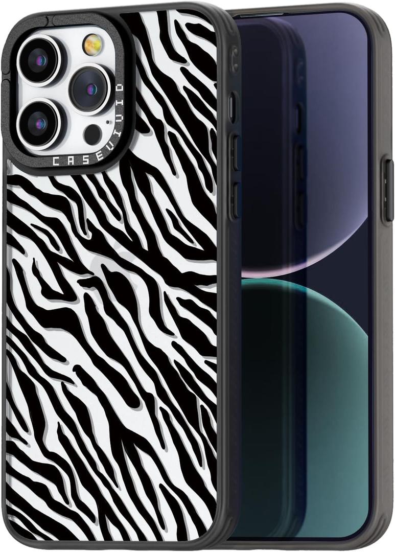 Compatible for iPhone 14 Pro Case Cute Aesthetic - Durable Fashion Funny Phone Case - Girly Black Zebra Print Pattern Print Cover Design for iPhone 14 Pro 6.1" Black