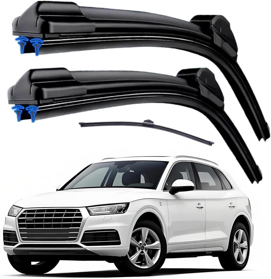 Dual Rubber Blade Windshield Wipers for Audi Q5 2018 2019 2020 2021 2022 2023 2024 2025 / Q3 2015-2018 Replacement Wiper Blades with Rear 24"+20"+15inch (For 2018-2025 Audi Q5)