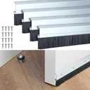 Hushee 4 Pcs 2x36 Inches Brush Door Sweep for Exterior, Aluminum Commercial Door Sweep Bottom All-Season Alloy Brush for Exterior and Interior Sealing Gaps Keeps Out Cold Air, Dust (Silver and Black)
