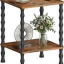 Vintage Small End Table, 21.9 Inch Wood Couch Side Table, Corner Table with Storage Shelf, 2-Tier Nightstand, for Small Space, Bedroom, Living Room and Couch (Brown)