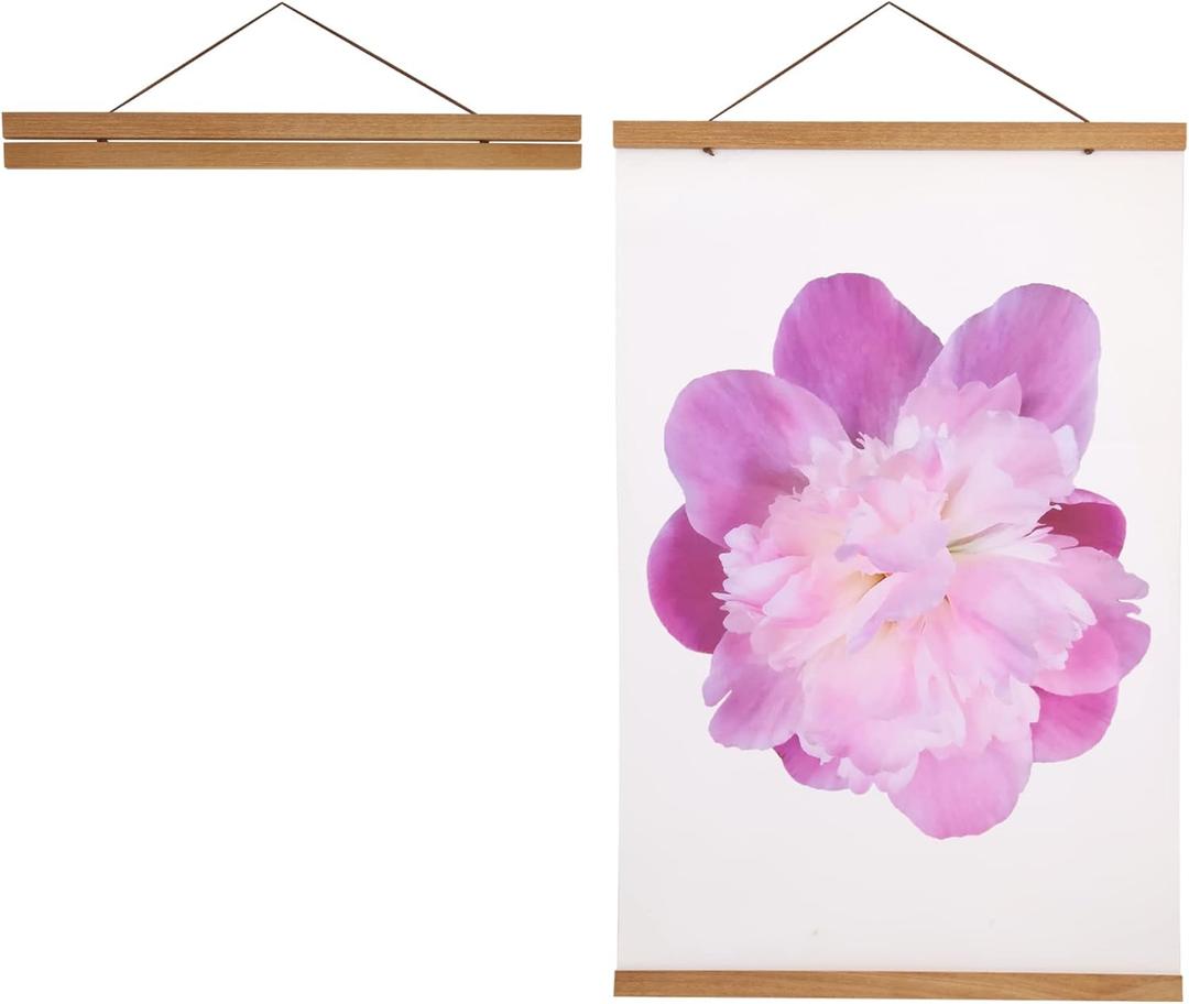Aynoo Magnetic Poster Hanger Frame, 16x20 16x24 16x22 Poster Frame, 16 Inch Wide Magnetic Poster Hanger Picture Frame,Teak Wood,1Pack