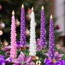Enhon 5 Pcs Advent Candles Set, 10 Inch Tree Shaped Taper Candles, Unscented Beeswax Christmas Advent Wreath Candle for Xmas, Holiday, Church, Party, or Home Decor (Purple,Pink,White Style)