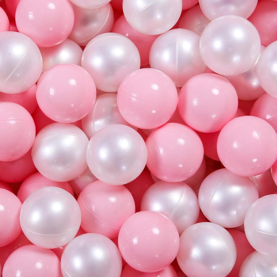 Ball Pit Balls Pack of 100 200 500 - Star and Round Set BPA Free Phthalate Free Non-Toxic Crush Proof Play Balls Soft Plastic Balls for Toddlers Baby Kids Birthday Pool Tent Party