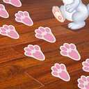 60Pcs Removable Easter Bunny Paw Stickers Prints Rabbit Paw Print Floor Decal Clings Easter Party Decorations