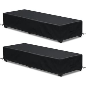 Waterproof Patio Lounge Chair Cover 2 Pack Outdoor Chaise Lounge Covers 600D Weather Resistant Material, UV Protection, Windproof Design Outside Furniture Covers 80" x 27" x 14" H,Black