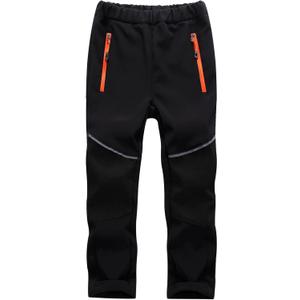 Toomett Boys snow cargo pants, Girls Kids Outdoor Fleece-Lined Soft Shell Hiking Fishing ski Insulated Pants (6-7 Years, Black)