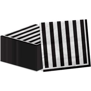 100 Pcs Black and White Striped Napkins, Black and White Party Supplies Black and White Paper Napkin Lunch Napkin for Halloween Party Birthday Baby Shower Wedding