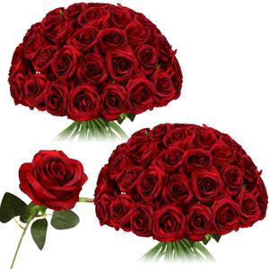 Nubry 50pcs Artificial Silk Roses Bulk,Fake Roses Flower with Stems Realistic Flowers for Wedding Centerpiece Home Party Decor(Burgundy) Nubry 50pcs Artificial Silk Roses Bulk,Fake Roses Flower with Stems Realistic Flowers for Wedding Centerpiece Home Party Decor(Burgundy)