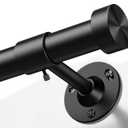 YaFex Heavy Duty Curtain Rod 32-150 Inch, 1 Inch Adjustable Black Curtain Rods for Windows, Extra Long Window Treatment Rods with Aluminium Finials, Easy Installation