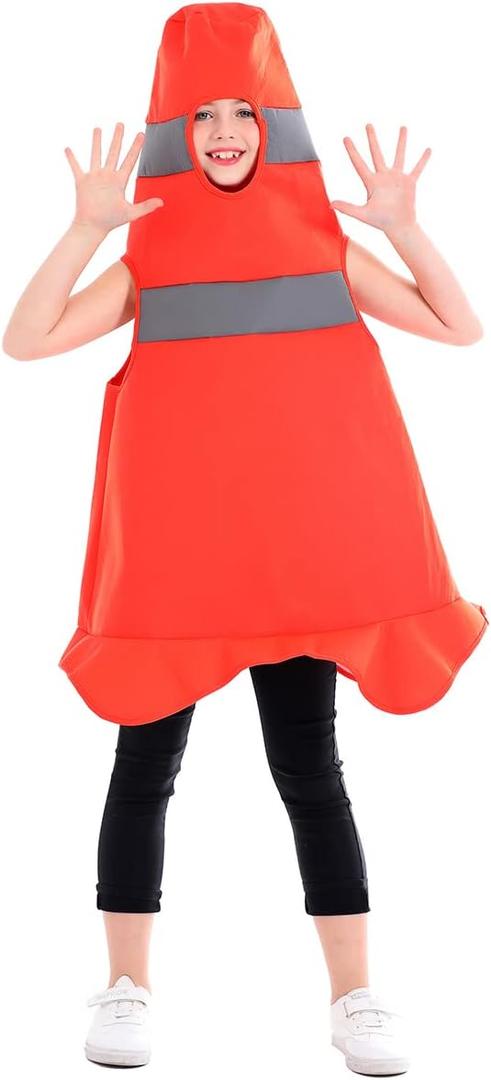 Seasons Child Construction Cone Costume Orange, Traffic Cone Halloween Costume for Kids (8-10Y)