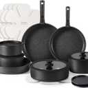 CAROTE 21pcs Pots and Pan Set, Nonstick Induction Cookware Detachable Handle,Cookware Set with Removable Handle (21pcs Midnight Black)