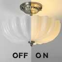 15.75-Inch Brushed Nickel Semi Flush Mount Ceiling Light Milk Glass Lampshade Fixture Mid Century Modern 4-Light (Dimmable 4 Bulb is Included) for Hallway Bedroom Foyer Entryway Kitchen