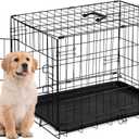 Dog Crate, Small 24 Inch Single Door Portable Puppy Dog Cage, Metal Wire Pet Kennel with Secure Lock, Leak-Proof Pan Tray, Foldable Design for Small Dog Indoor Training and Outdoor Trave