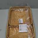 Rattan Tray Set of 3, Rectangular Woven Wicker Tray, Natural Wicker Rattan Serving Baskets for Table Kitchen Bathroom Counter Organizing (3pcs Rectangle Tay)
