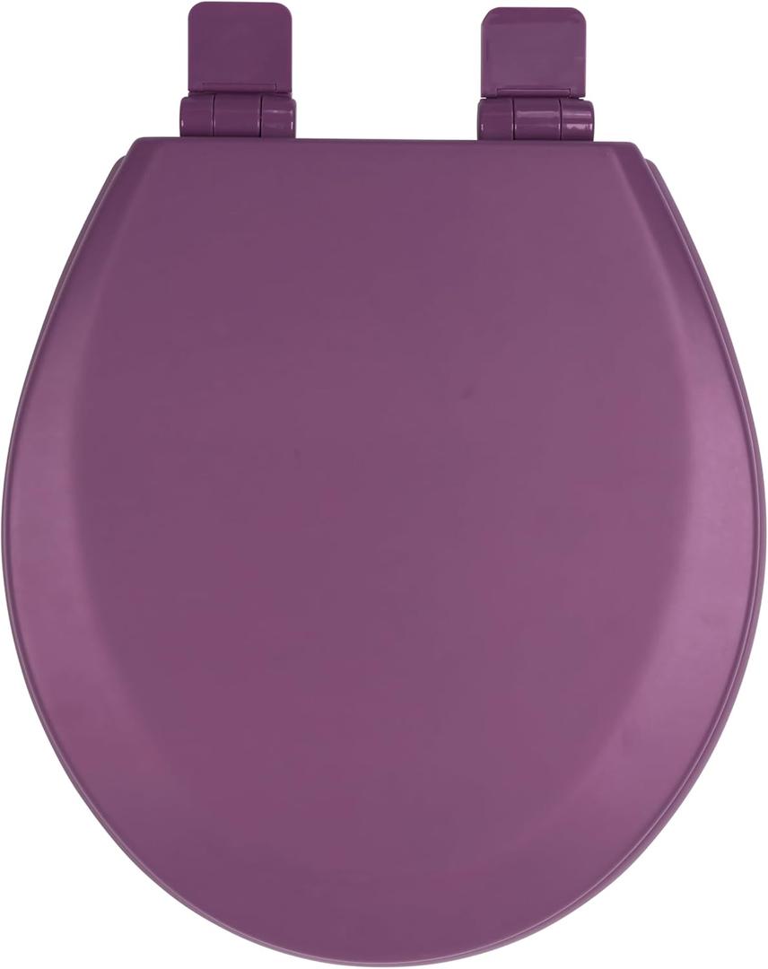 Toilet Seat, Slow Close, Soft Touch, Ultra-Smooth Matte Finish (No Orange-Peel Texture), Premium Moulded Wood, Quick Release, PIKLiDS (Purple, Round)