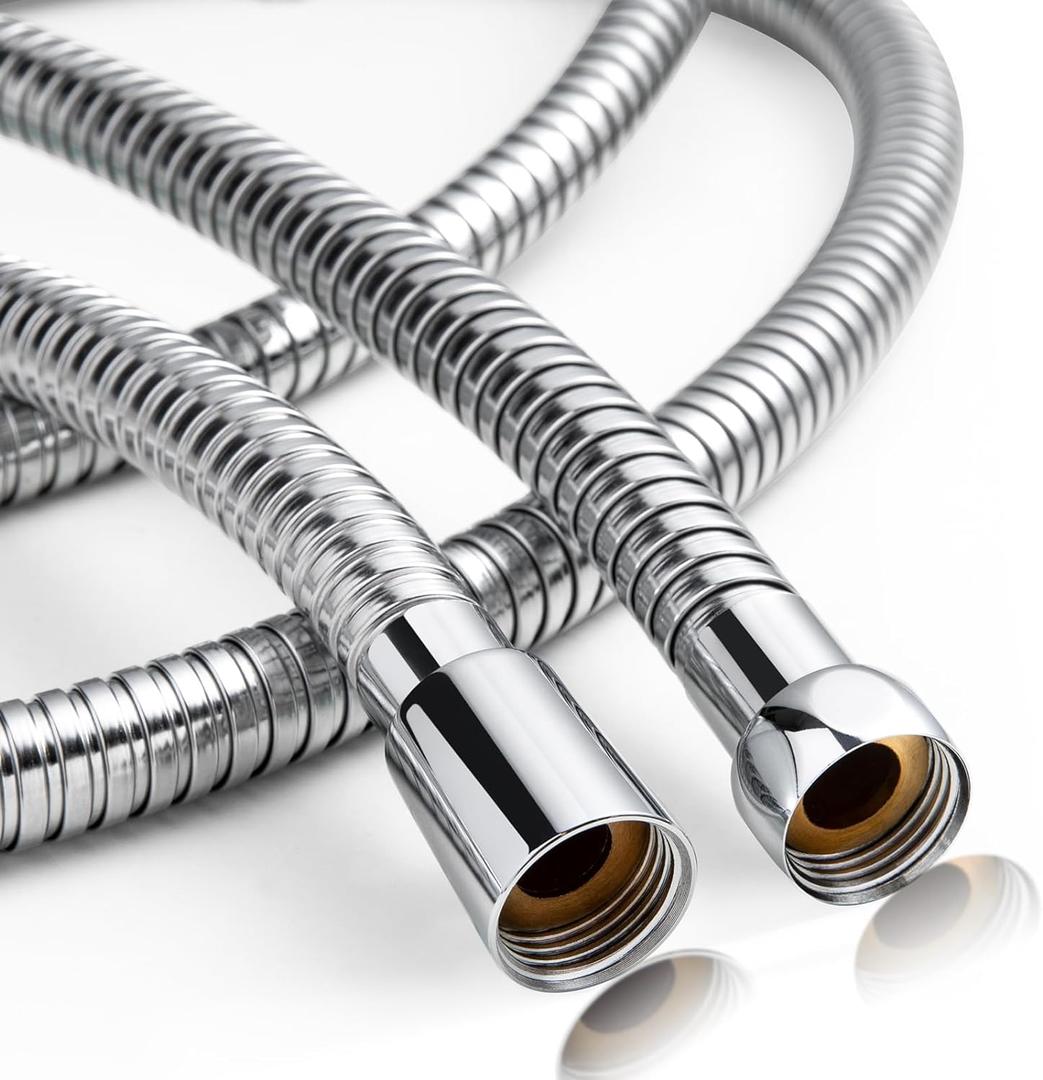 OFFO Shower Hose High Flow 0.43 Large Bore, 80 in Kink Free Stainless Steel Shower Head Hose Replacement Universal G1/2, Leak-proof Extra Long Flex Handheld for Pet Bathing Cleaning, Chrome