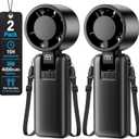 2 Pack Portable Mini Handheld Fan, 199-Level Stepless Speed,Black | 4000mAh Rechargeable Battery, Quiet, LED Digital Display, Personal Cooling Turbo Fan for Travel, Office, Makeup & Concerts, Small