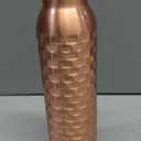 Handcrafted Pure Copper Drinking Water Bottle |Copper Water Bottle with Lid - Ayurvedic Water Bottle with Vessel - Drink More Water Bottle Bricks 32 oz (32.1 Ounces, Design 13)