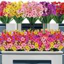AmyHomie 20 Bundles Artificial Flowers for Outdoor Outside Spring Summer Decoration UV Resistant Faux Flowers No Fade Fake Plastic Plants Garden Porch Window Box Decorating(Mix Color)