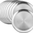 HaWare 10-Piece 18/8 Stainless Steel Plates, Metal 304 Dinner Dishes for Kids Toddlers Children, 10 Inches Feeding Serving Camping Plates, Reusable and Dishwasher Safe