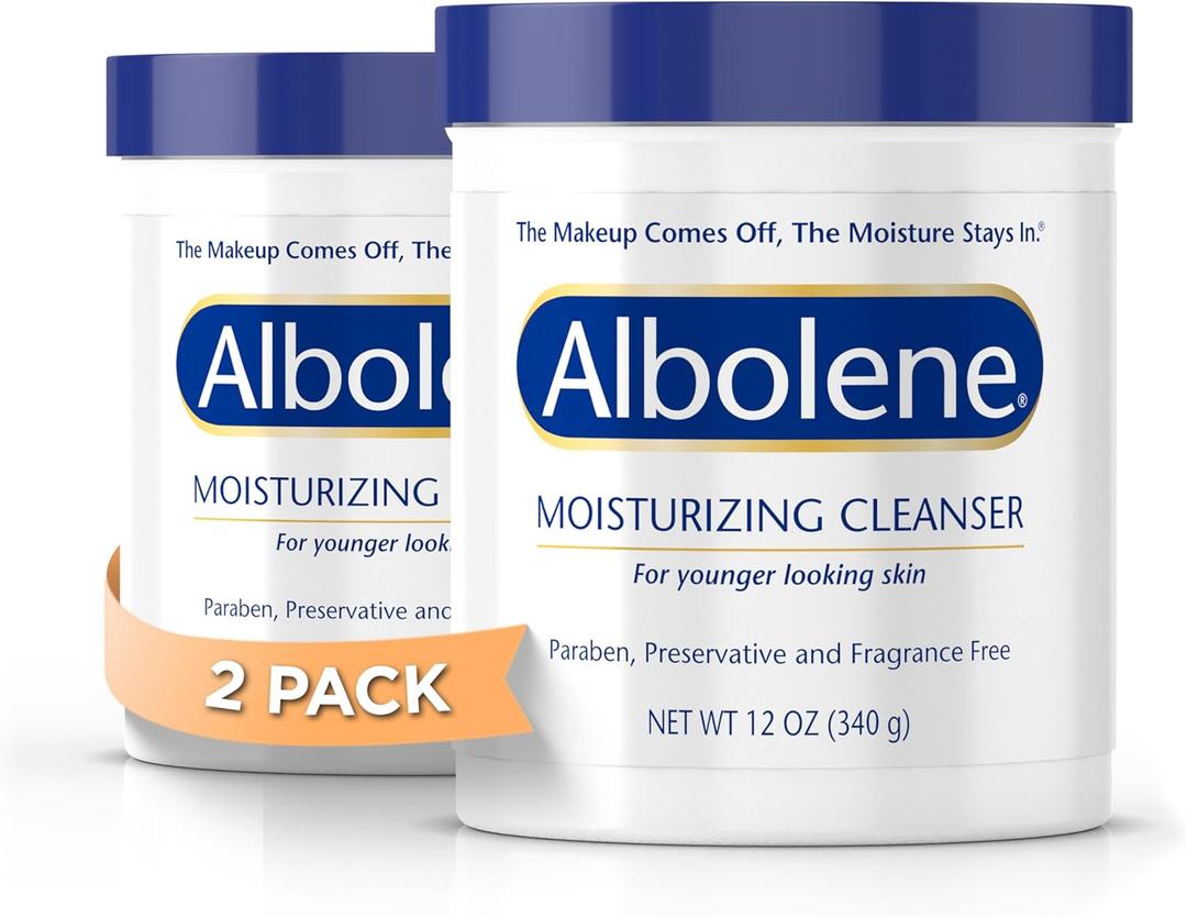 Albolene Moisturizing Cleanser & Makeup Remover Balm - Fragrance-Free Facial Cream for Cleansing & Hydration - Multi-Use Skincare for All Skin Types - No Harsh Chemicals - 12 oz (Pack of 2)