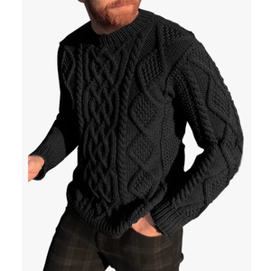 NIUBIA Men's Slim Fit Crewneck Pullover Sweater Winter Casual Chunky Cable Knit Comfort Heavy Long Sleeve Sweaters Size XXL