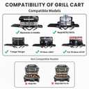 GRISUN Foldable Grill Table Stand for Ninja Woodfire Outdoor GrillOG700/701/751), Portable Camping Table for Blackstone 22", Portable BBQ Stand with 2 Wheels, Side Table & Storage Basket