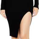 Forever 21 Womens Ribbed Knit Mini Sweater Dress (Large, Black)