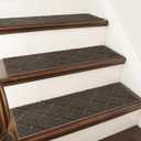 COSY HOMEER Edging Stair Treads Non-Slip Carpet Mat 28inX9in Indoor Stair Runners for Wooden Steps, Edging Stair Rugs for Kids and Dogs, 100% Polyester TPE Backing (15pc, Brown)