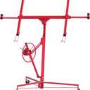 Elevon 11FT Drywall Lift Panel Hoist Jack Lifter, 150LBS Heavy Duty Sheetrock Lift, Rolling Caster Wheels, Lockable Construction Tools, Adjustable Telescopic Arm, Red